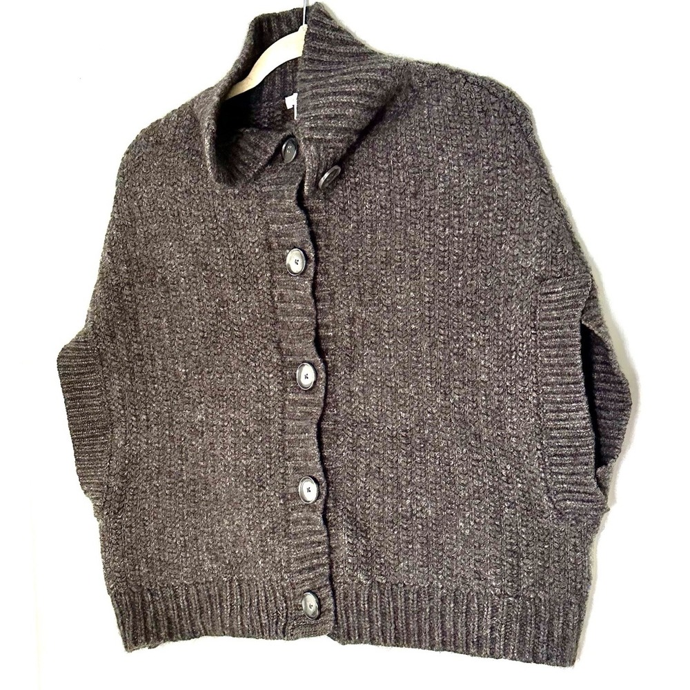 Garnet Hill Gray Knit Cape Shrug Wool Rabbit‎ Hair Sweater Vest Sz XS Oversized
